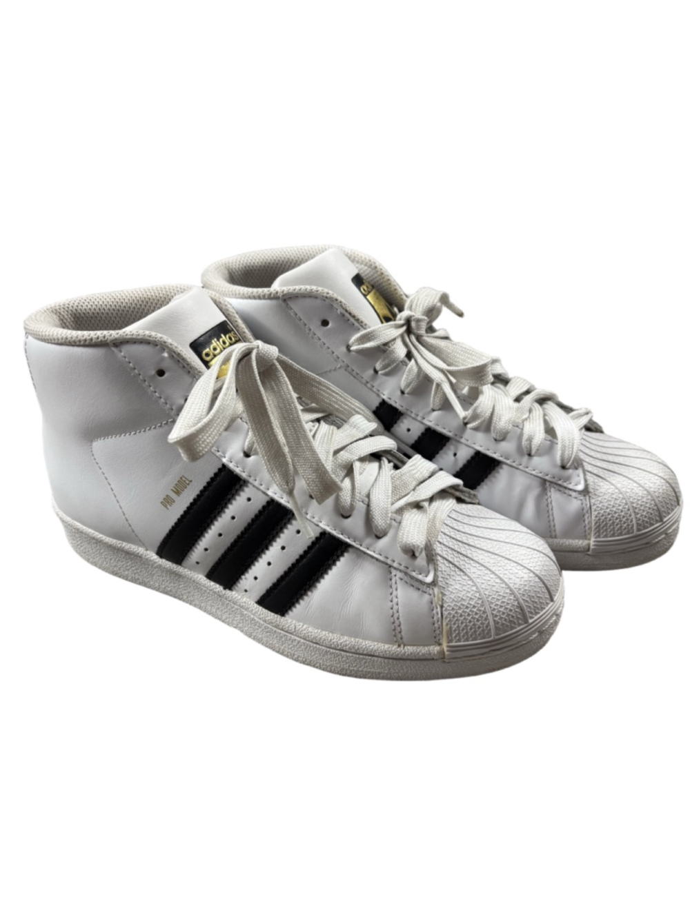 Adidas Pro Model Mid Womens 5.5 White Black Shell Toe Sneakers
